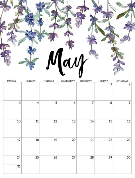 Blank Calendar May 2020 Printable Print Calendar Monthly Calendar