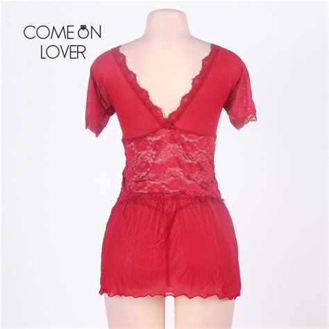 Ri70335 Comeonlover See Through Sexy Lingerie Lace Deep V Neck And V Back Langerie Sex Red