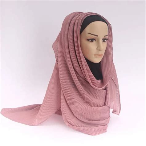 buy nducjsi muslim hijabs long scarf winter warm wave wrinkled muslim wrap