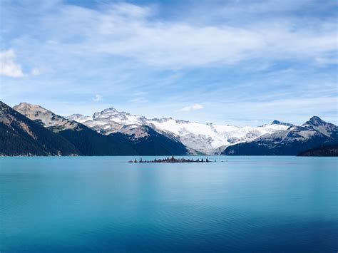 View From The Azure Garibaldi Lake On A Snowy Mountain Range Mountains