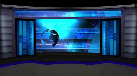 News Tv Studio Set Virtual Green Screen Stock Footage Sbv