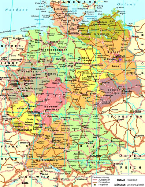 Подробная карта Германии с городами на русском языке