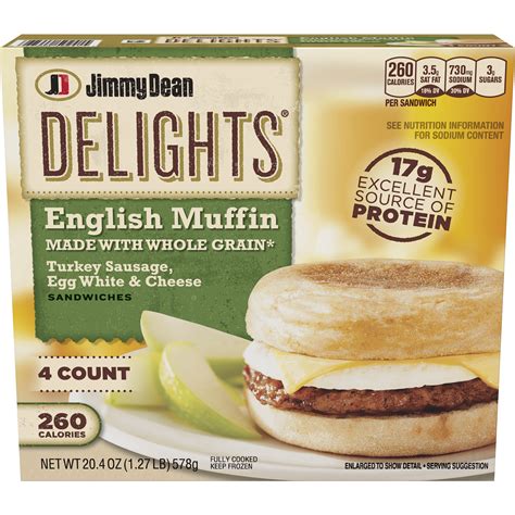 Jimmy Dean Delights Turkey Sausage Egg White And Cheese English Muffin