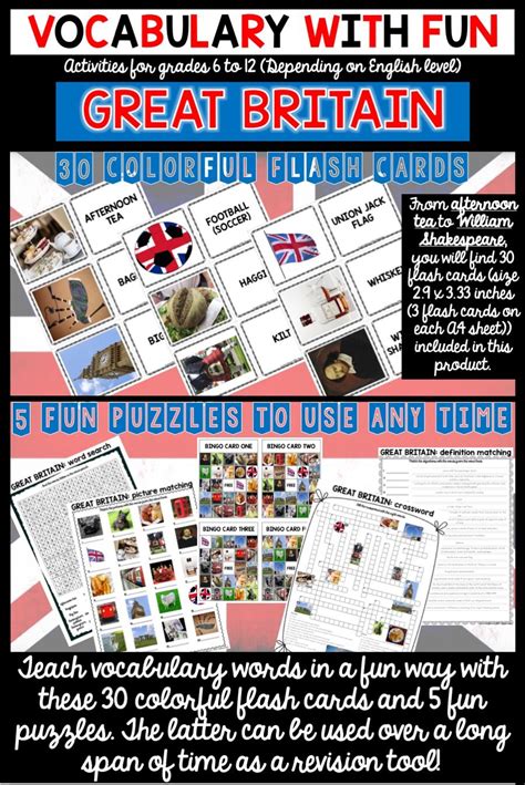 introduce great britain related vocabulary words  fun  product