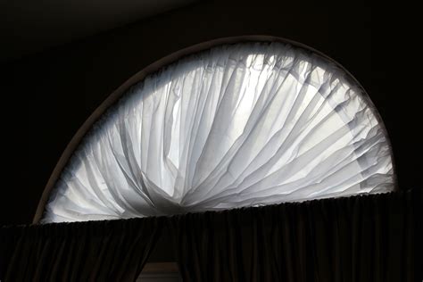 Beautiful Covering For A Half Moon Window Using Only A Hoola Hoop And
