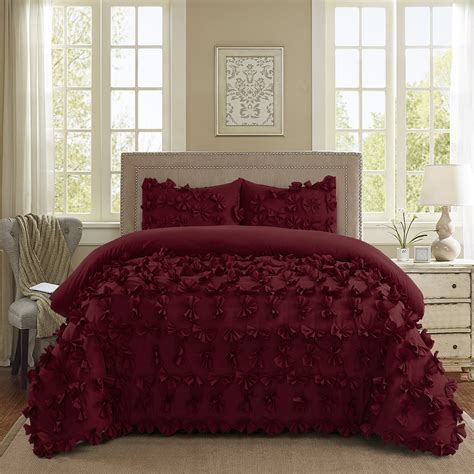 Size queen comforter sets : HIG Butterfly Flower Applique Comforter Set Queen Size ...