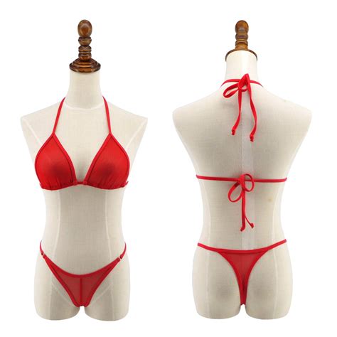 Galleon Sherrylo See Through Mesh Bikini Set Red S