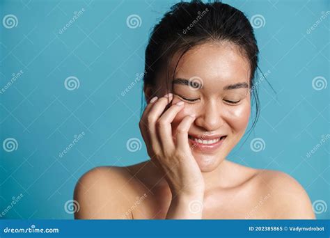 Image Of Shirtless Asian Girl Posing And Laughing At Camera Stock Image Image Of Skin Face