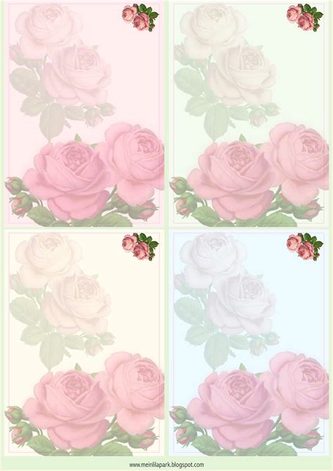 Meinlilapark Free Printable Vintage Rose Cards