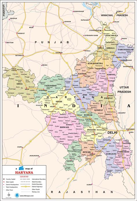 Haryana Travel Map Haryana State Map With Districts Cities Towns