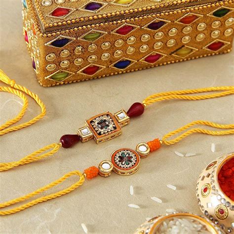 Maybe you would like to learn more about one of these? Rakhi GIft to India, Beautiful Meena & Kundan Stone 2 ...