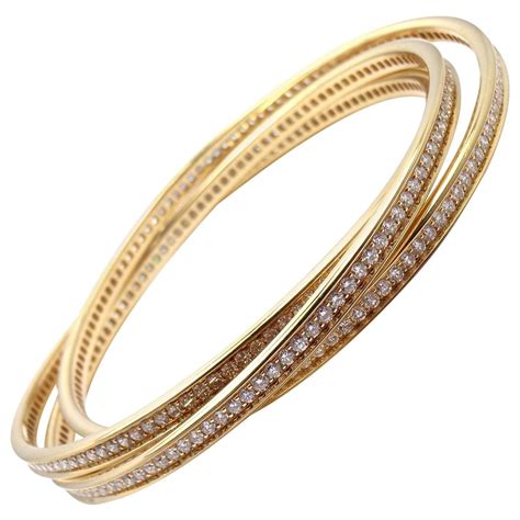Cartier Trinity Diamond Gold Bangle Bracelet For Sale At 1stdibs