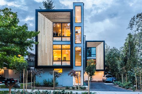 Collection of best small prefab homes, prefab cabins, prefab sheds, backyard studios and backyard offices. Modern Prefab Townhomes in West Seattle - Design Milk