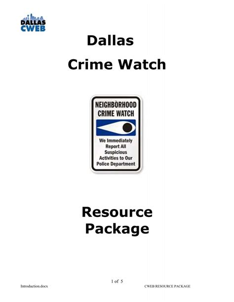 Dallas Crime Watch Resource Package - Dallas Police Department
