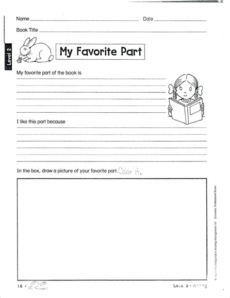 Book Report First Grade Worksheet