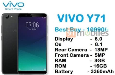 Budget Centric Vivo Y71 With Thin Bezels Android Oreo Launched Quietly