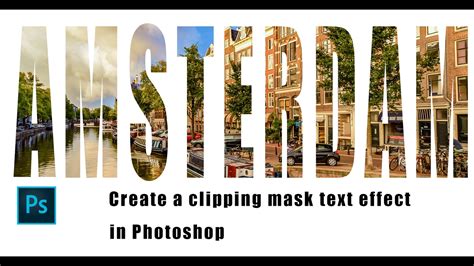 Create A Clipping Mask Text Effect In Photoshop Youtube