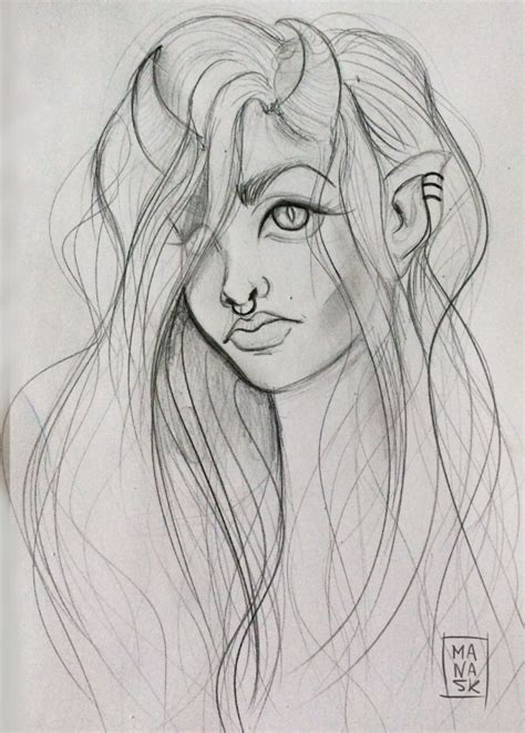 Demon Girl Sketch By Manasketches On Deviantart
