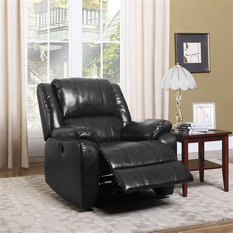 Classic Recliner Chair Plush Bonded Leather Power Electric Reclining