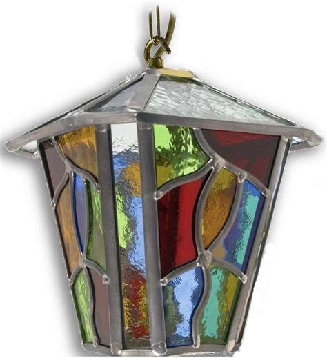 Chepstow Multi Coloured Leaded Glass Hanging Outdoor Porch Lantern
