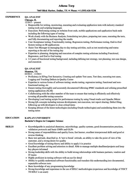 Let's take a look at how to do that. QA Analyst Resume