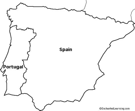 Outline Map Spain And Portugal