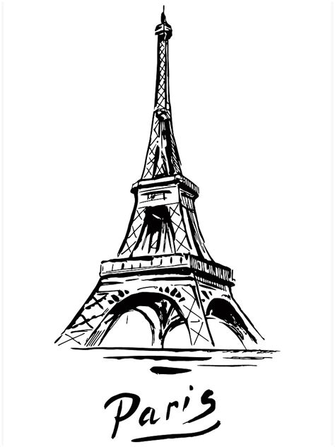 Vintage Eiffel Tower Paris France Art Drawing Art Print For Sale