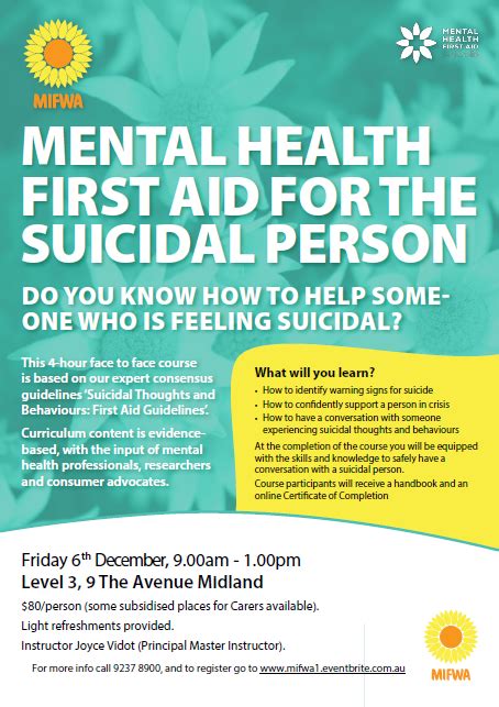 Mental Health First Aid For The Suicidal Person Midland • Mental