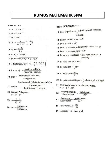 Senarai Formula Matematik Tambahan Spm Kssm  Amy Oppen
