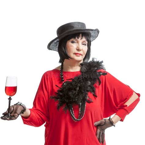 Beautiful Retro Woman Drinking Wine Stock Image Image Of Pearls