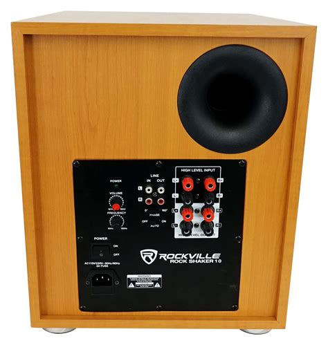 Rockville Rock Shaker 10 Inch Wood 600w Powered Home Theater Subwoofer