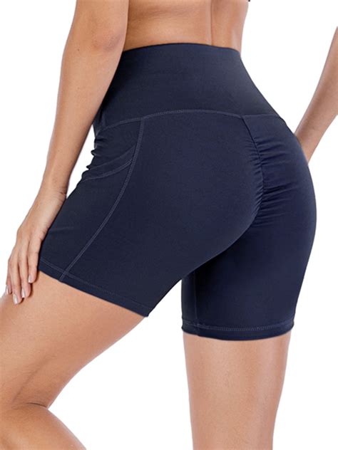 Sayfut Womens High Waist Workout Yoga Shorts With Out Pockets Tummy