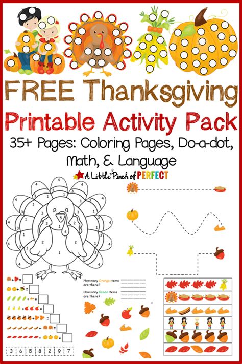 Free Thanksgiving Printable Activity Pack Including