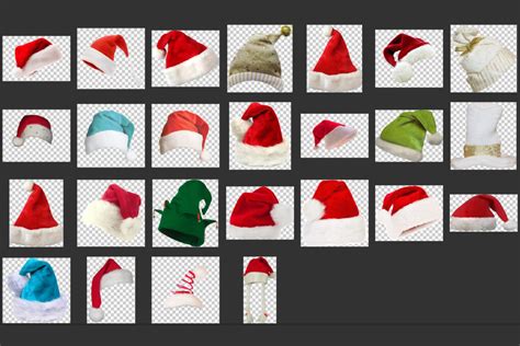 25 Christmas Hats Photoshop Overlay Santa Red Hat Holidays Hat