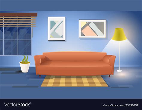 Modern Living Room Interior Cartoon Royalty Free Vector