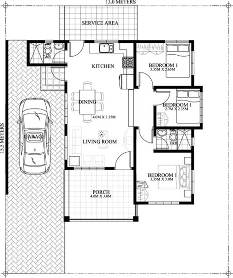 One storey house plans have open, fluid floor plan, making great use of the available square footage across all the spaces. Cecile - One Story Simple House Design