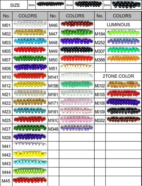 Toho Color Chart Magatama Bead Size Chart Toho Beads Seed Beads