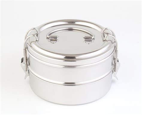 Double Stainless Steel Bento Round Lunch Box