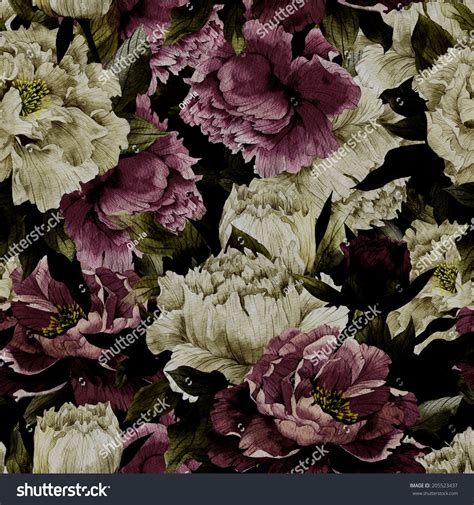 Vintage fancy flowers in a green background still looked good. Seamless Floral Pattern Roses On Dark Stock Illustration ...