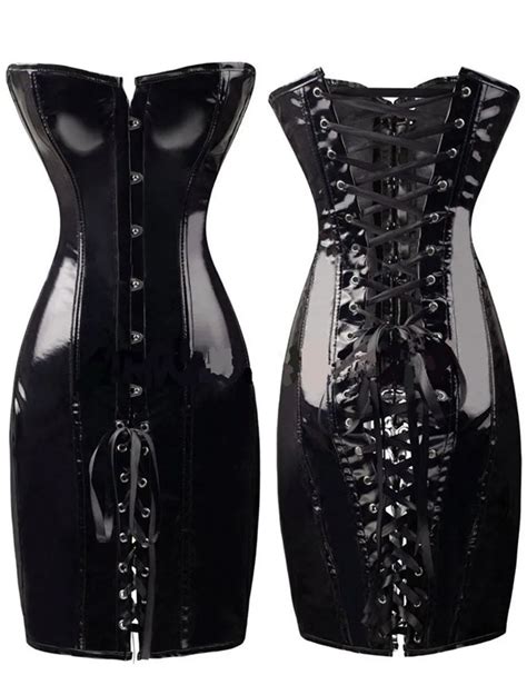 AA9005 Sexy Lingerie Harness Black Leather Corset Latex Clothing