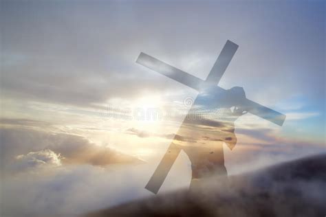Jesus Christ Carrying Cross Up Calvary On Good Friday Stock Image