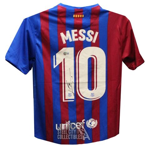 Lionel Messi Autographed Barcelona Nike Soccer Jersey White Number