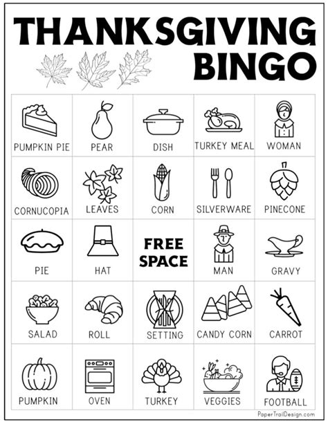 Free Printable Thanksgiving Bingo Cards Paper Trail Design