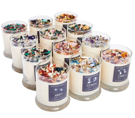 Zodiac Candles With Crystals And Herbs Zodiac Sign Candles Etsy