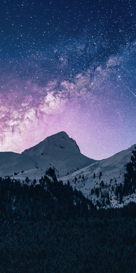 Mountains Range Sky Night Milky Way 1080x2160 Wallpaper Night Sky