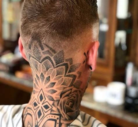 Head Tattoo Mandala Dot Work Neck Tattoo For Guys Mandala Tattoo