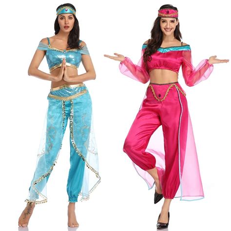 Aladdin Jasmine Princess Cosplay Women Girl Outfits Fancy Dress Up