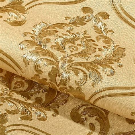 Sale European Simple Luxury Beige Gold Damask Wallpaper For Walls 3 D