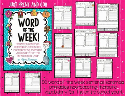 Teacher Bits And Bobs Word Of The Week Print And Go Activities Plus