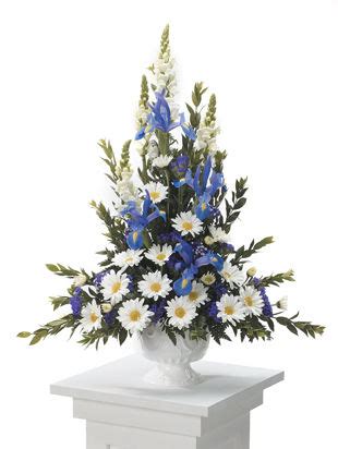 Man or mortician at funeral mourning. Blue and White Sympathy Arrangement c2366 | Funeral Flower ...